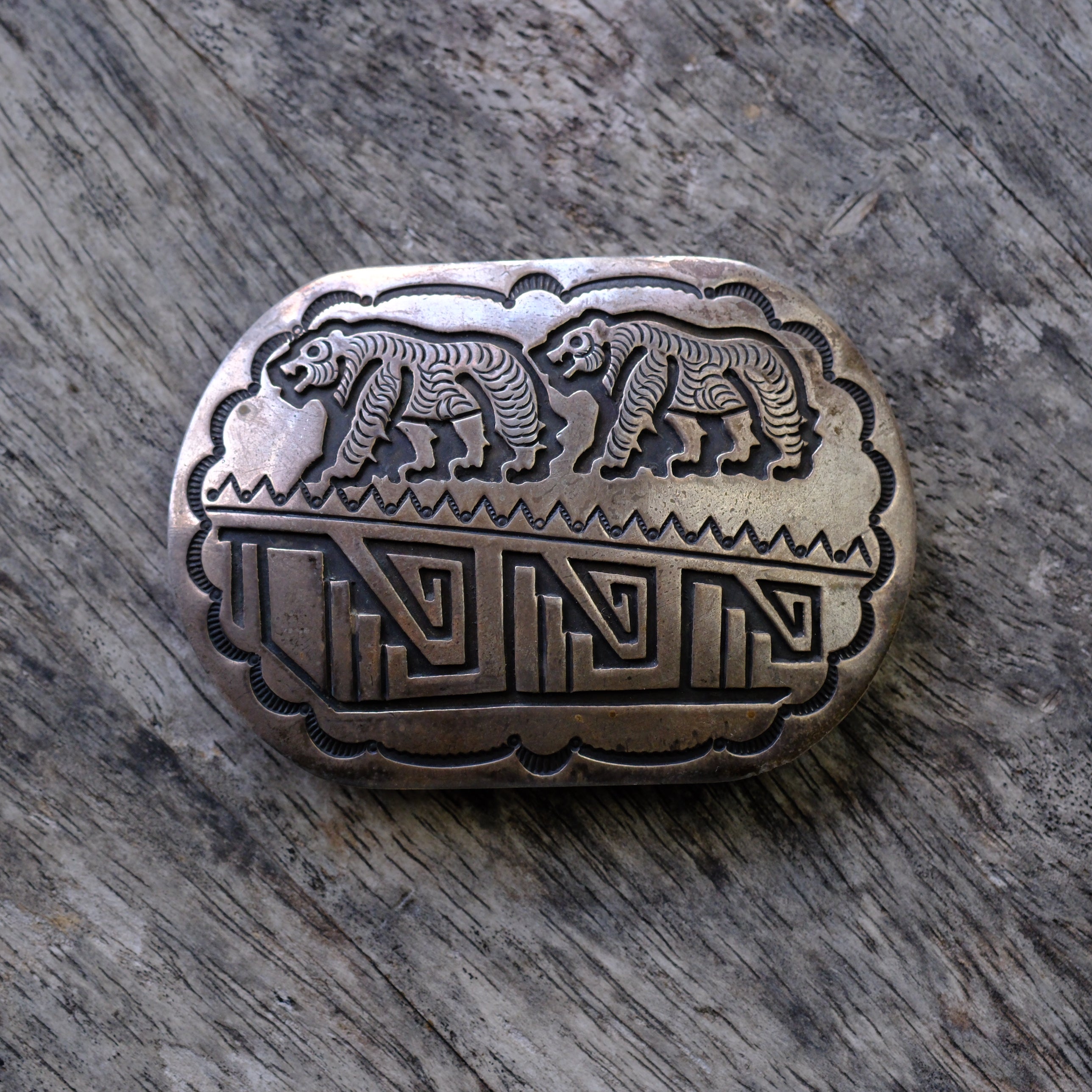 Vintage Sterling Hopi Bear Belt Buckle