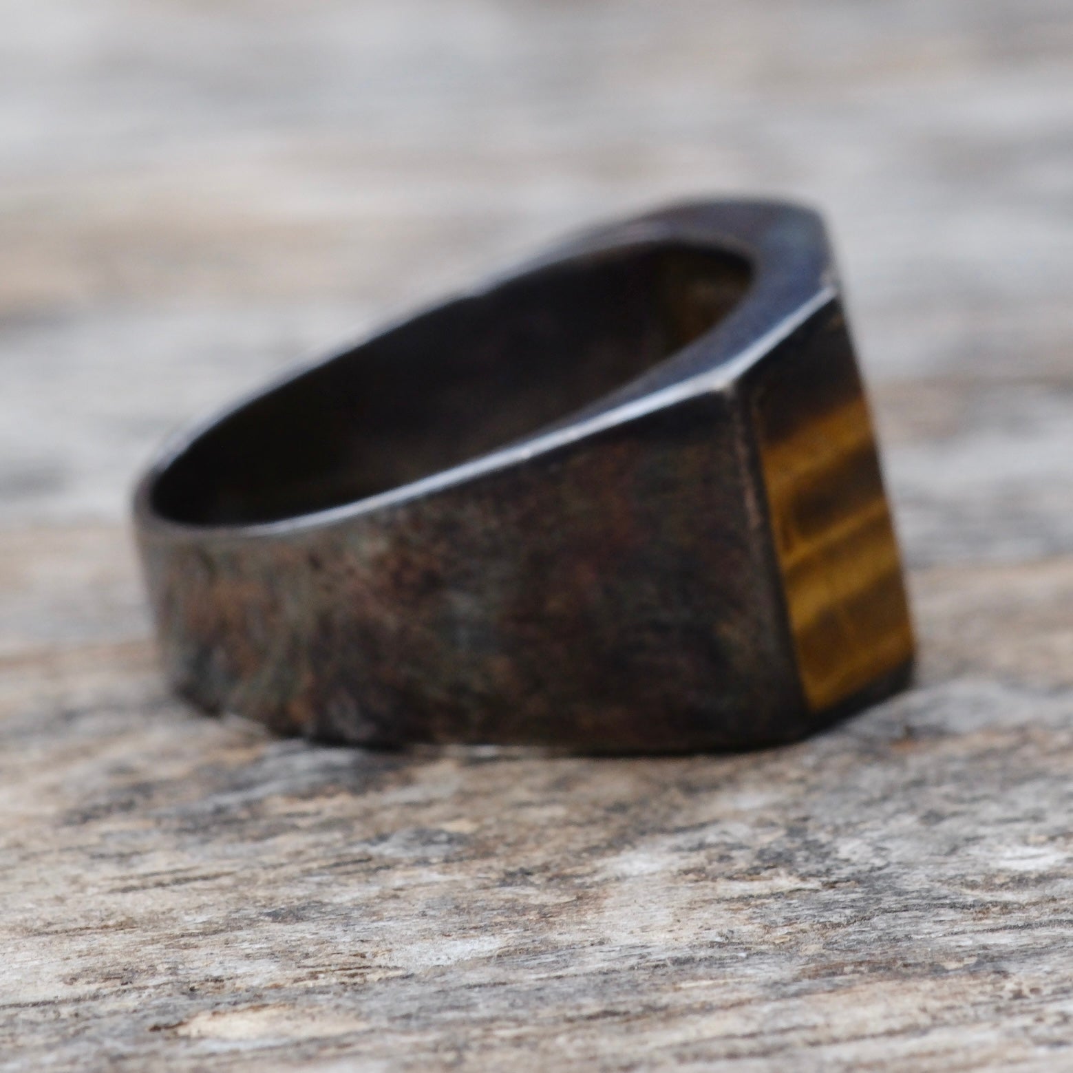 Vintage Sterling Tigers Eye Ring 6.25