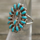 Vintage Sterling Turquoise Cluster Ring 6