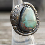 Vintage Sterling Turquoise Feather Ring 6.25