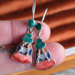Vintage Sterling Multistone Inlay Earrings