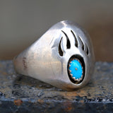 Vintage Sterling Turquoise Bear Claw Ring 10.5