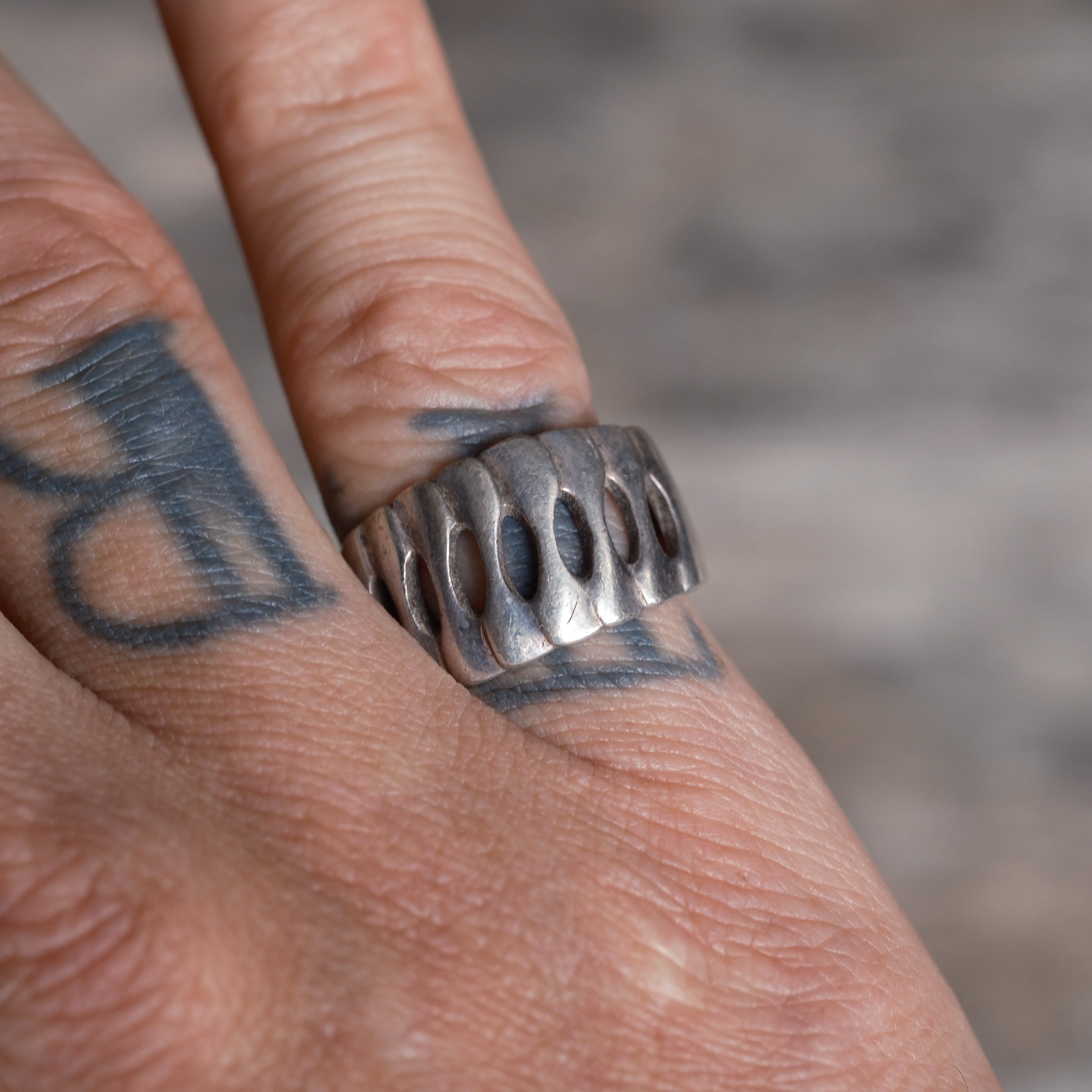 Vintage Sterling Silver Modernist Ring 7.75