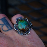 Vintage Sterling Turquoise Florette Ring 6