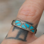 Vintage Sterling Turquoise Inlay Band 7