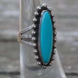 Vintage Sterling Turquoise Ring 5.25