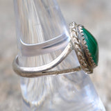 Vintage Sterling Malachite Roper Ring 7.5