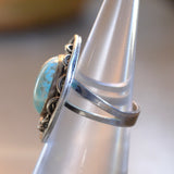 Vintage Sterling Turquoise Chain Ring 5.75