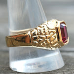 Vintage Gold Plated Red Glass Signet Ring 12.25