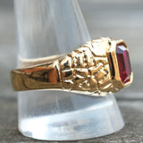 Vintage Gold Plated Red Glass Signet Ring 12.25