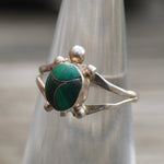 Vintage Sterling Malachite Turquoise Ring 4.5
