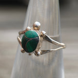 Vintage Sterling Malachite Turquoise Ring 4.5