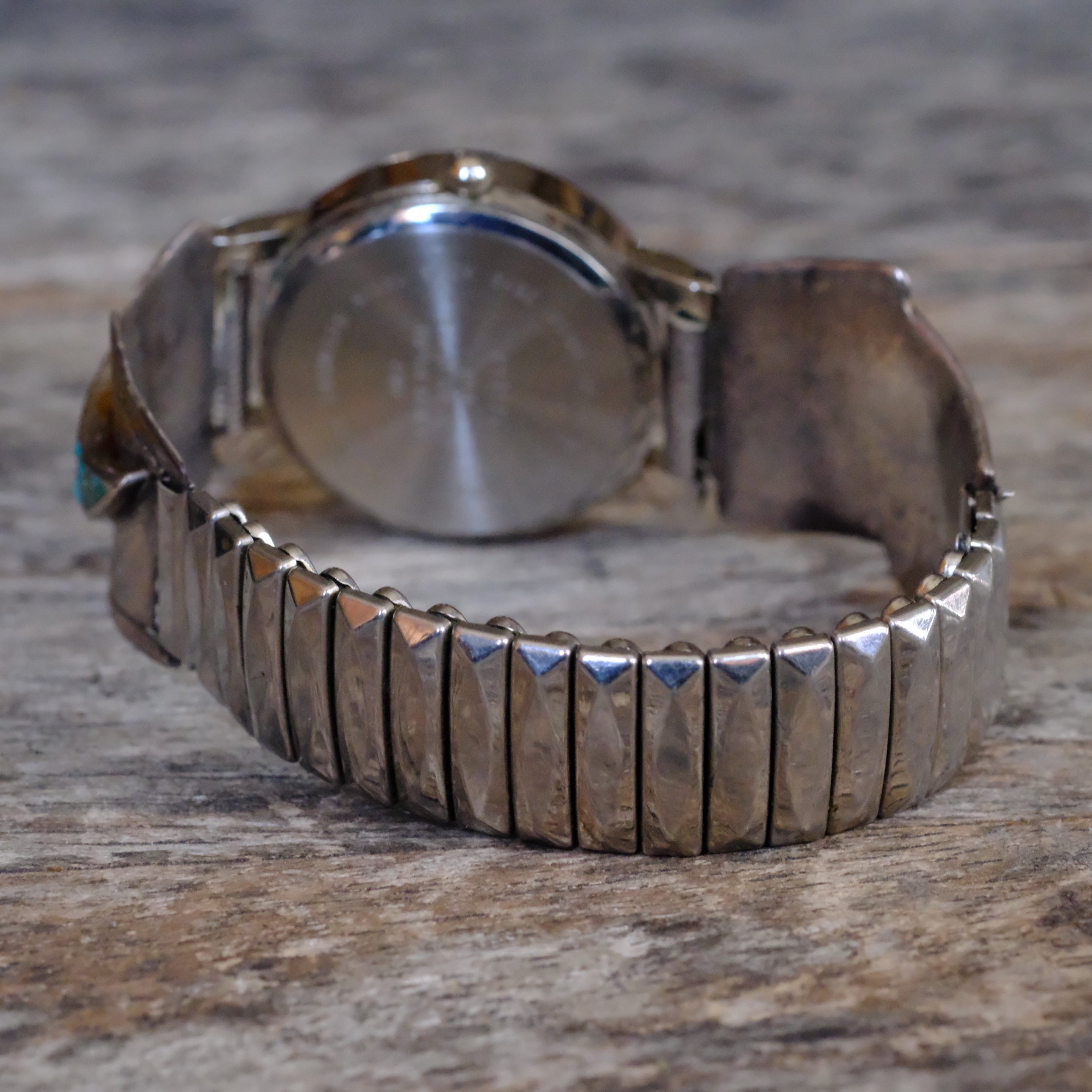 Vintage Sterling Turquoise Inlay Watch