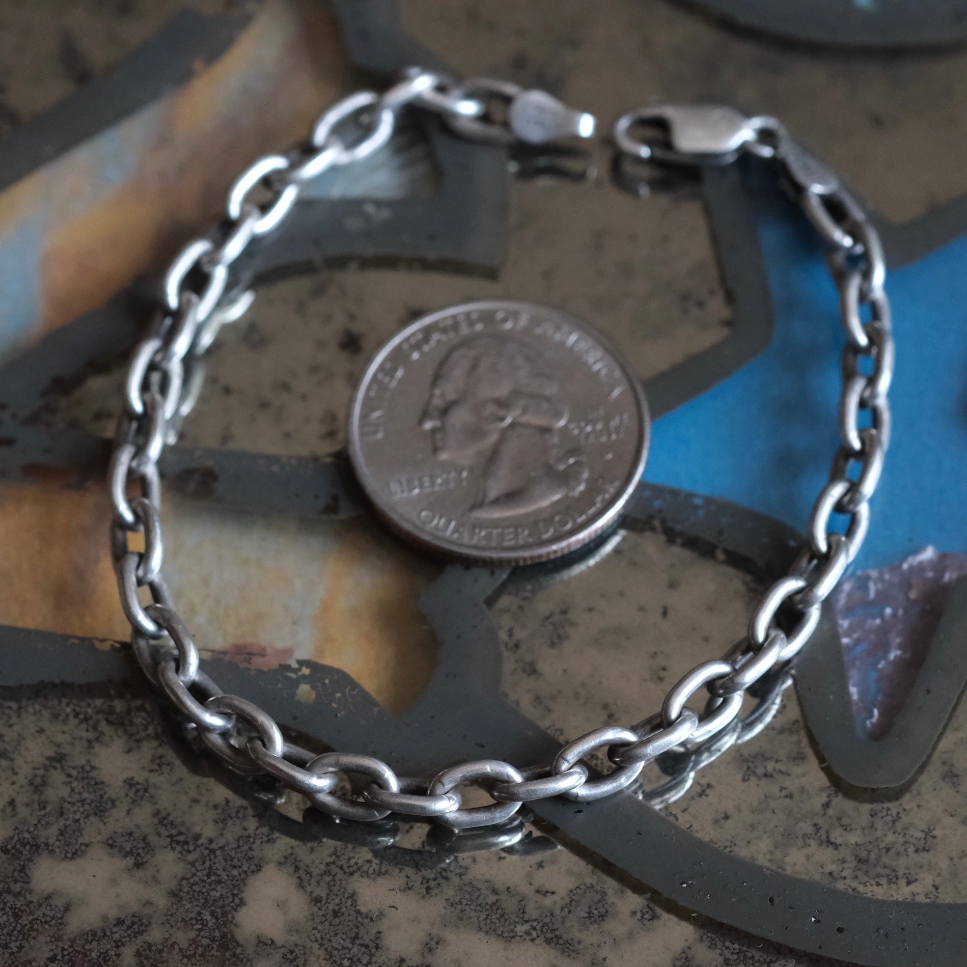 Vintage Sterling Silver Chain Bracelet 7.75"