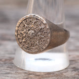 Vintage Sterling Aztec Calendar Ring 11.75