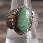 Vintage Sterling Turquoise Ribbed Band Ring 10