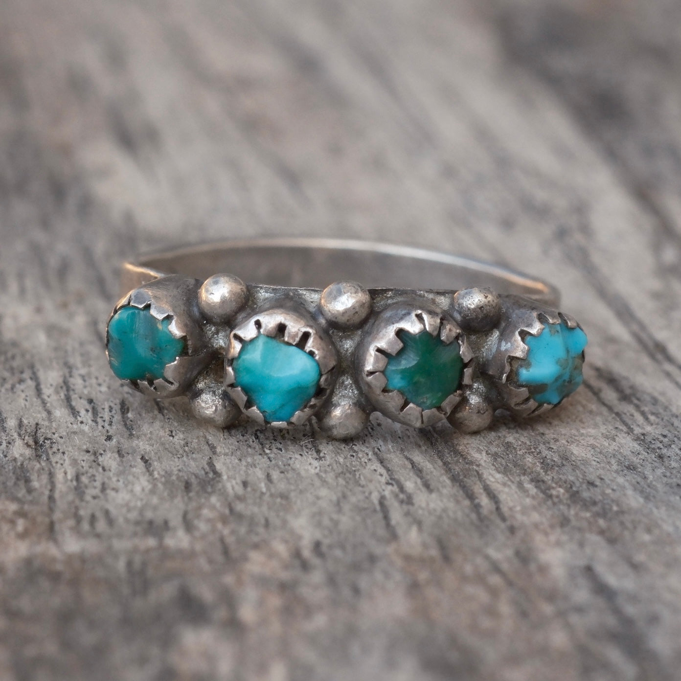Vintage Sterling Turquoise Inlay Ring 6