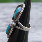 Vintage Sterling Turquoise Feather Ring 3.25