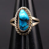 Vintage Sterling Turquoise Roper Ring 6.25
