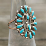 Vintage Sterling Turquoise Cluster Ring 6