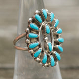 Vintage Sterling Turquoise Cluster Ring 6