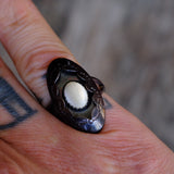 Vintage Sterling Mother Of Pearl Shadowbox Ring 6.25