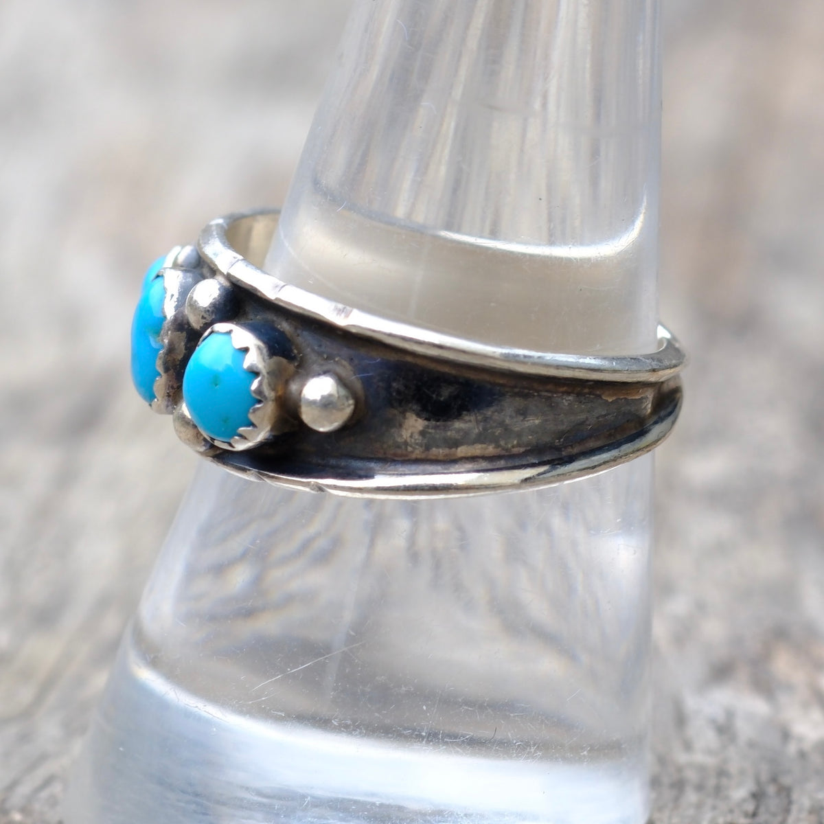 Vintage Sterling 3-Stone Turquoise Ring 9.25