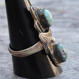 Vintage Sterling Turquoise Feather Ring 9.5