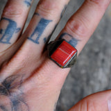 Vintage Sterling Agate Signet Ring 12