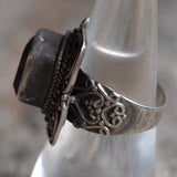 Vintage Sterling Blue Glass Ring 8