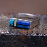 Vintage Sterling Multi Stone Inlay Band 4.5