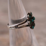 Vintage Sterling Old Pawn Turquoise Cluster Ring 4.5
