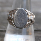 Vintage Sterling G Engraved Signet Ring 9.75