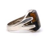 Vintage Sterling Tigers Eye Deco Signet Ring 10.75