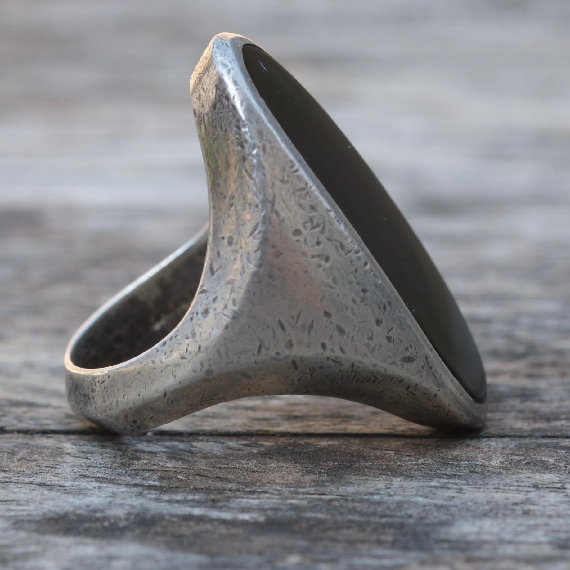 Vintage Sterling Onyx Ring 6