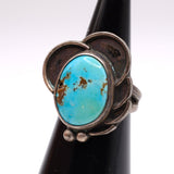 Vintage Sterling Turquoise Florette Ring 5