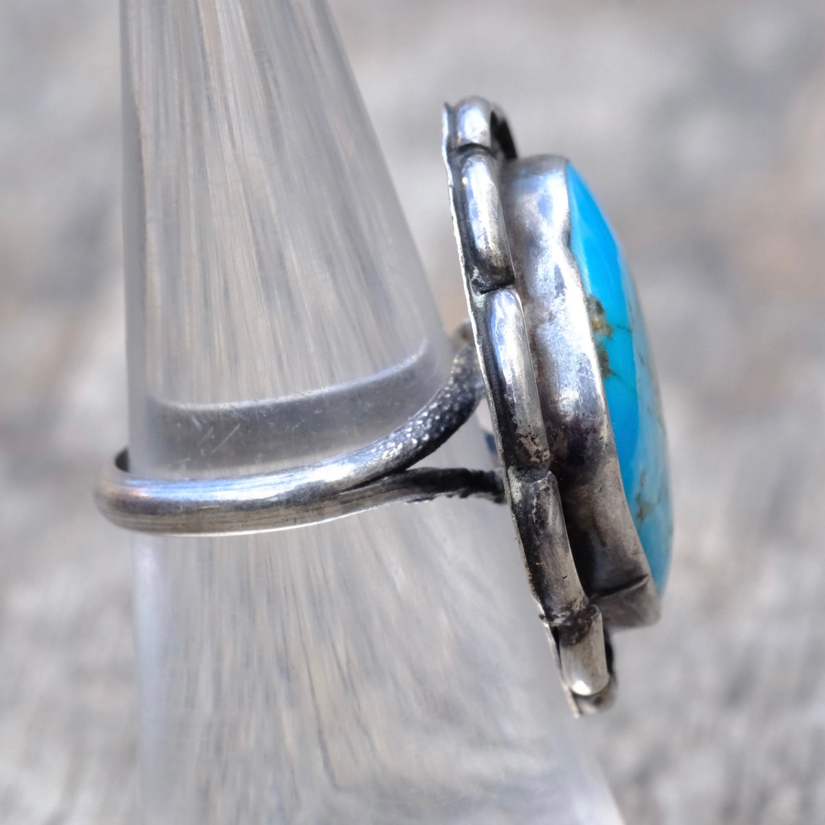 Vintage Sterling Turquoise Feather Ring 5.25
