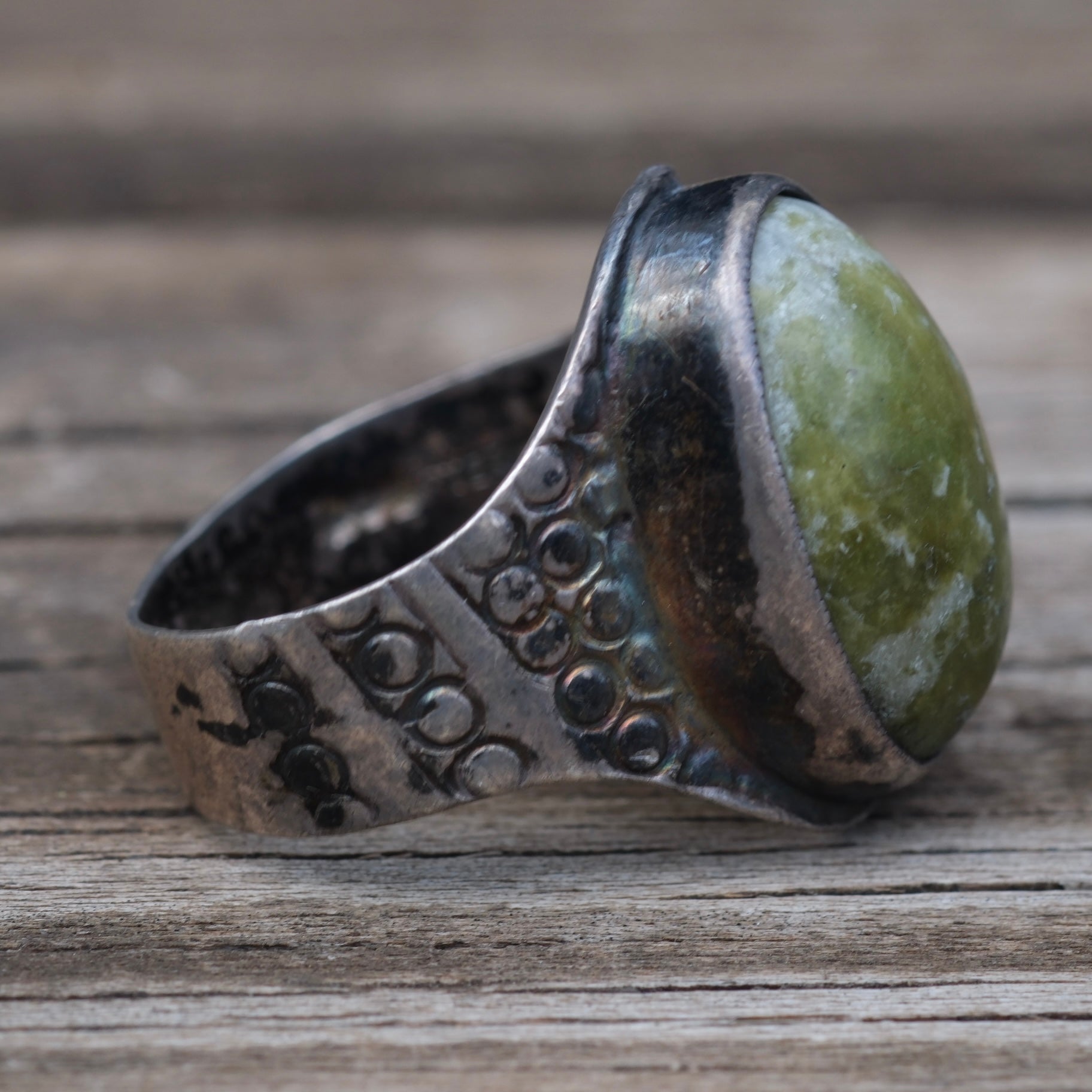 Vintage Sterling Serpentine Stamped Band Ring 8