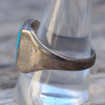 Vintage Sterling Turquoise Inlay Ring 10.75