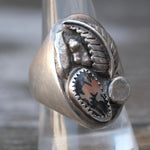 Vintage Sterling Chunky Petrified Wood Feather Ring 10