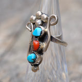 Vintage Sterling Turquoise Coral Ring 4