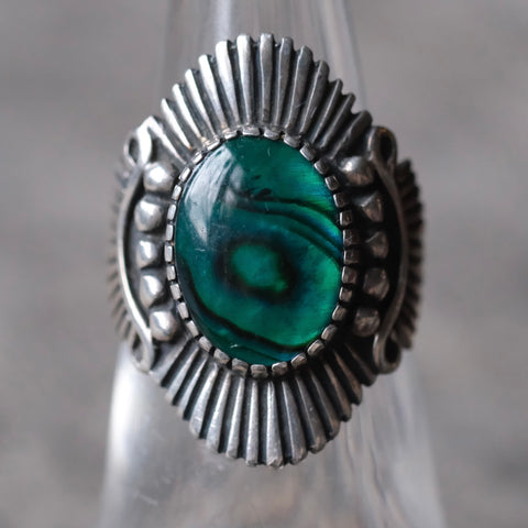 Vintage Sterling Abalone Ring 6