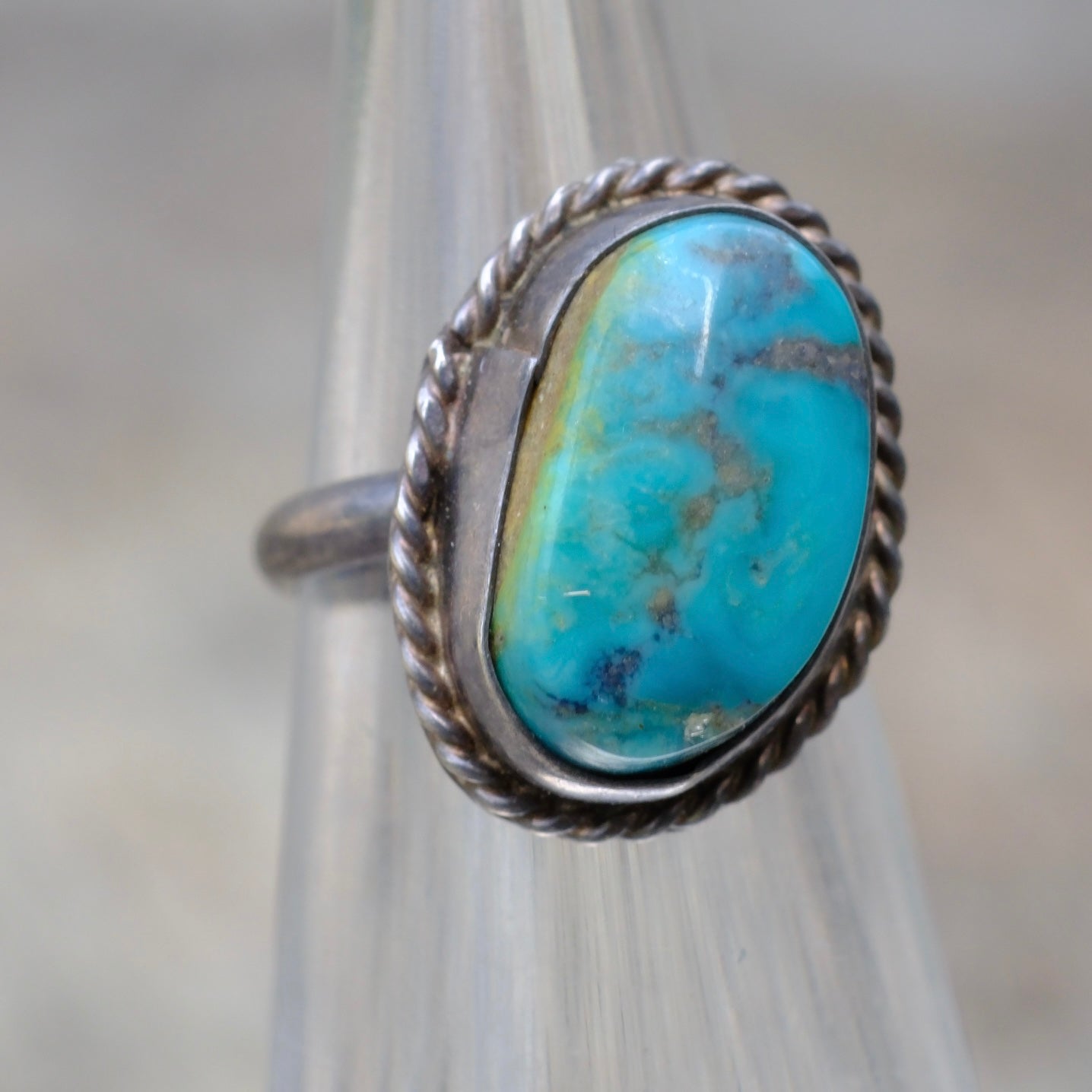 Vintage Sterling Turquoise Roper Ring 2