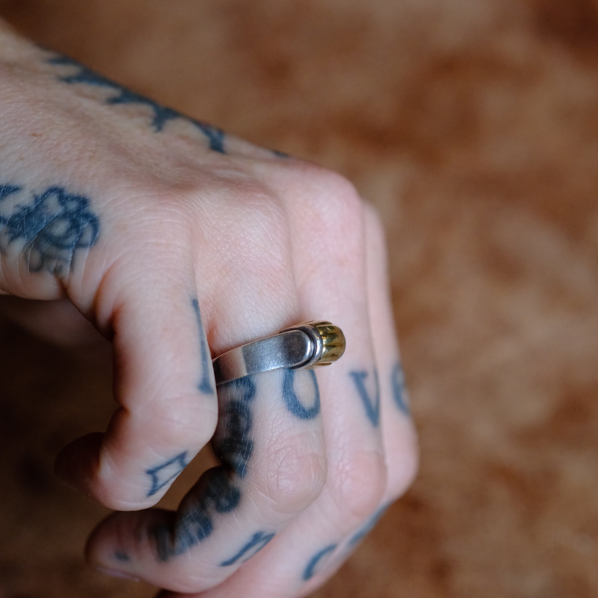Vintage Sterling and 18K Gold Ring 6 Caviar-Lagos