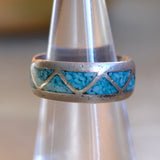 Vintage Sterling Crushed Turquoise Inlay Band 6