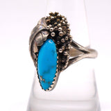 Vintage Sterling Turquoise Feather Ring 8.75