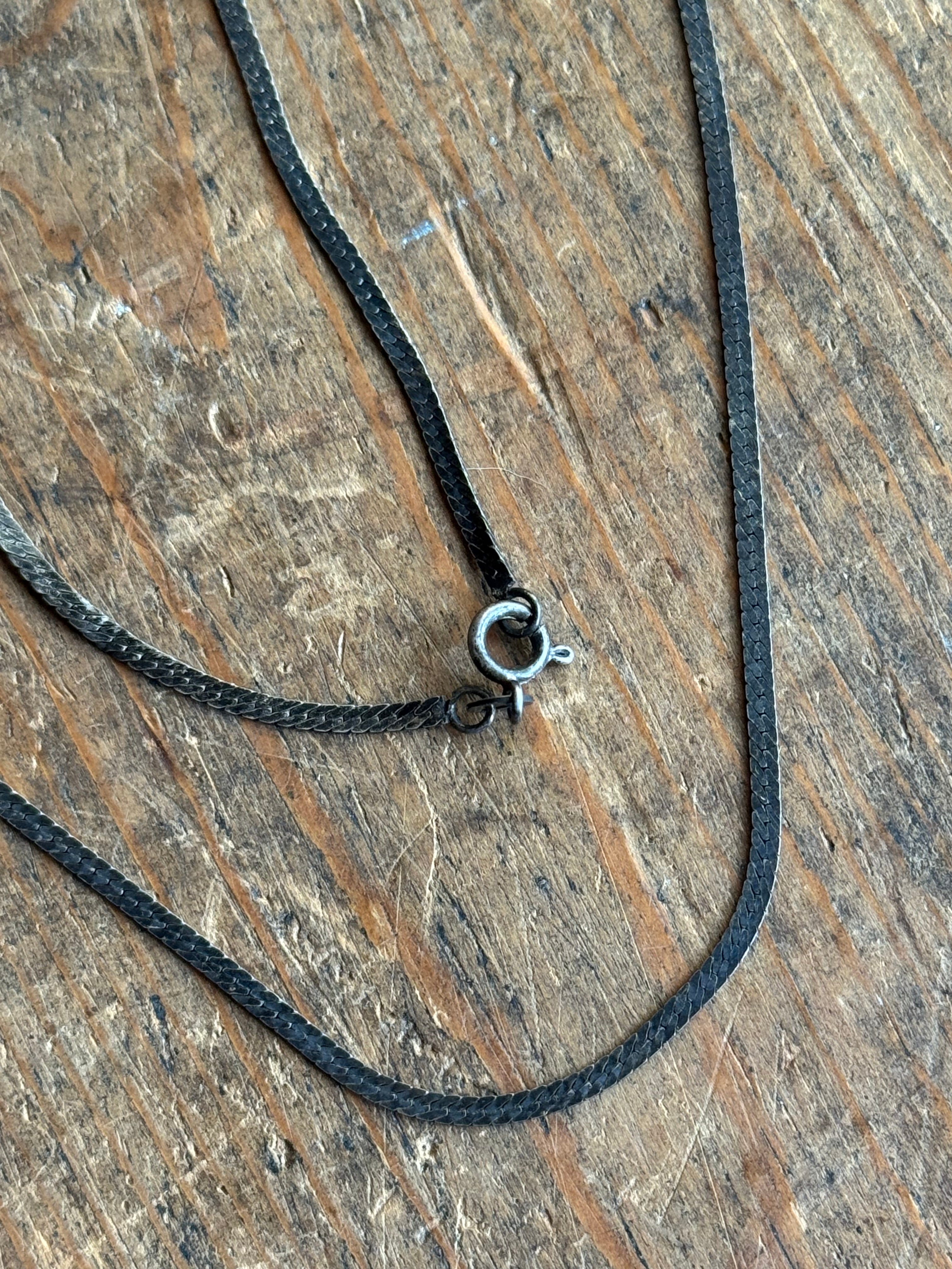 Vintage Sterling Silver 20" Patinaed Herringbone Chain