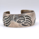 Vintage Sterling Wide Bear Paw Cuff Bracelet 6.75"