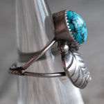 Vintage Sterling Turquoise Feather Ring 5.25