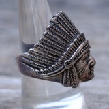 Vintage Sterling Silver Big Chief Ring 9.25